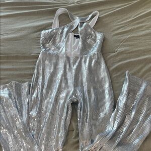 PrettyLittleThing Silver Sequin Halter Outfit